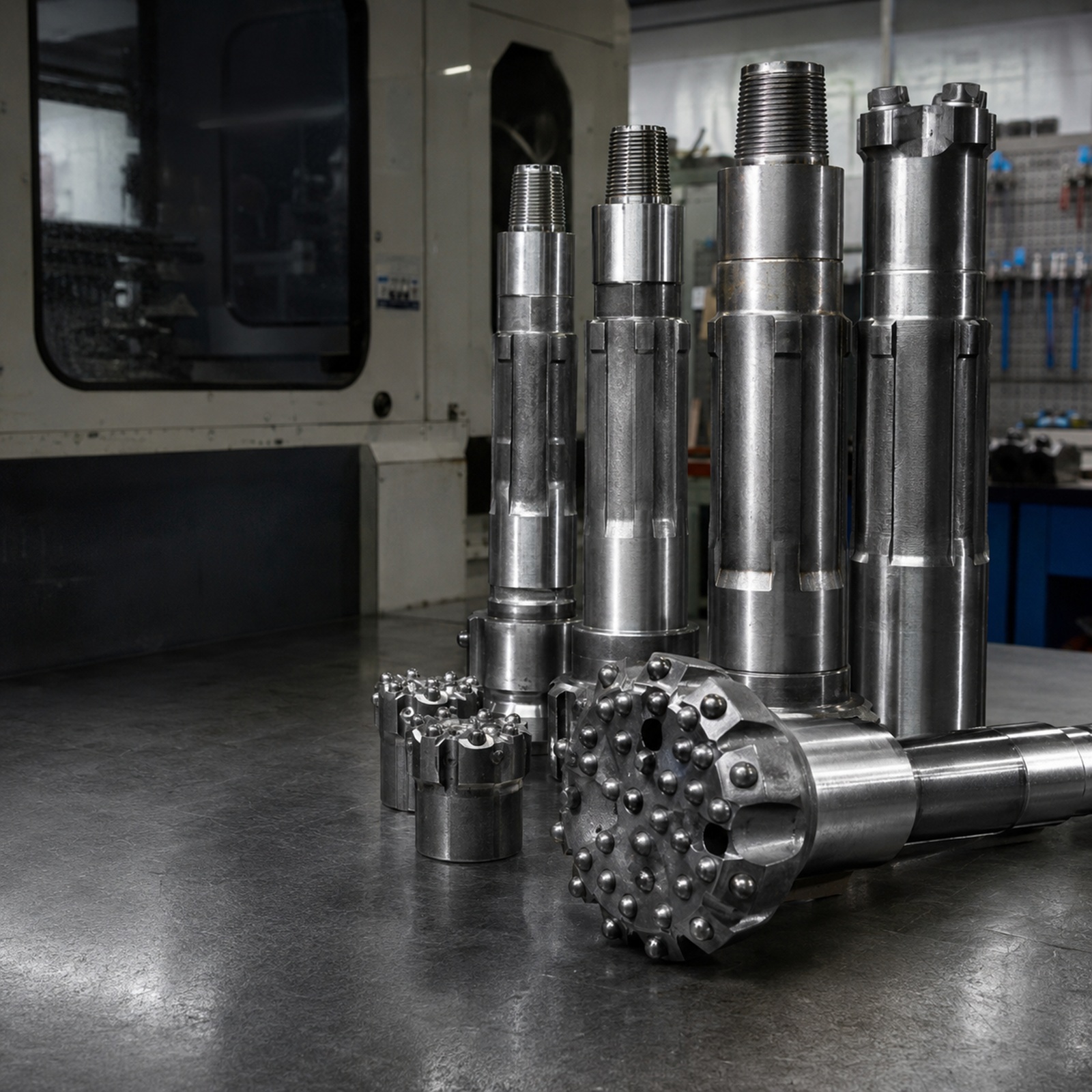 DTH hammers and button bits in an industrial manufacturing environment